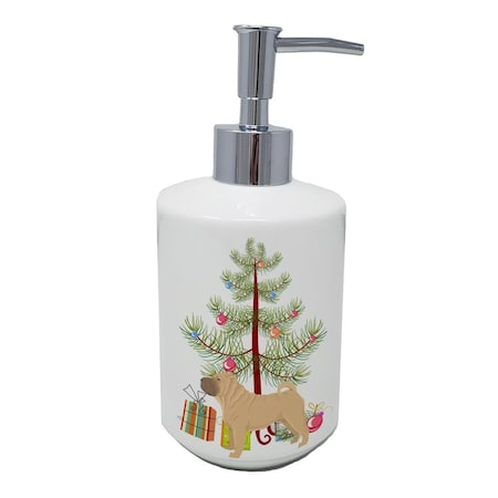 Carolines Treasures 7 x 3.5 in. Shar Pei Christmas Tree Ceramic Soap Dispenser CK3562SOAP
